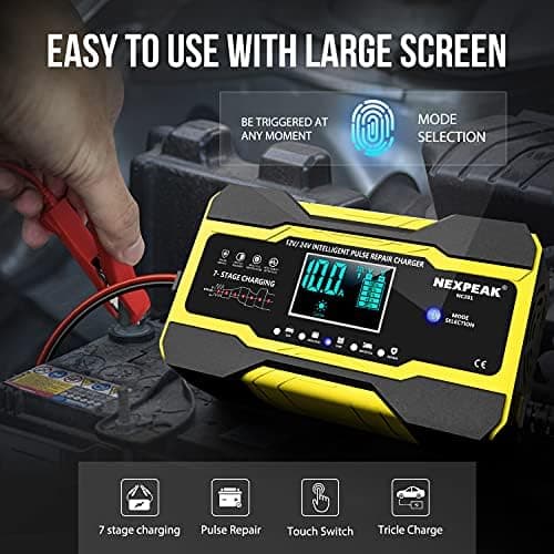 10A Autobatterie Ladegerät 12V/24V Smart vollautomatisch für Auto LKW Temperaturkompensation Rot