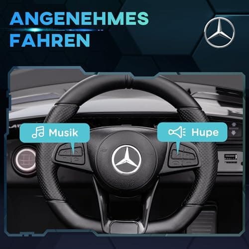 AIYAPLAY Kinder Elektroauto Schwarz für 3-6 Jahre mit 2,4G Fernbedienung und Musik