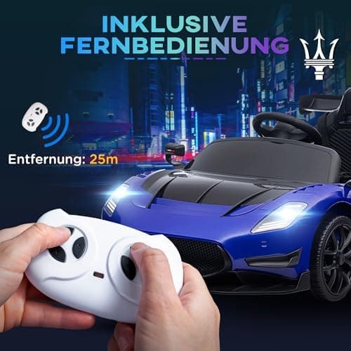AIYAPLAY Kinder Elektroauto - 2,4G Fernbedienung, Musik & Hupe, blau für 3-5 Jahre