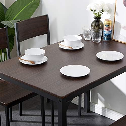 Sogesfurniture 4-teiliges Essgruppe Vintagebraun für Wohnzimmer und Esszimmer mit Ablagefläche und Rechteckigem Esstisch