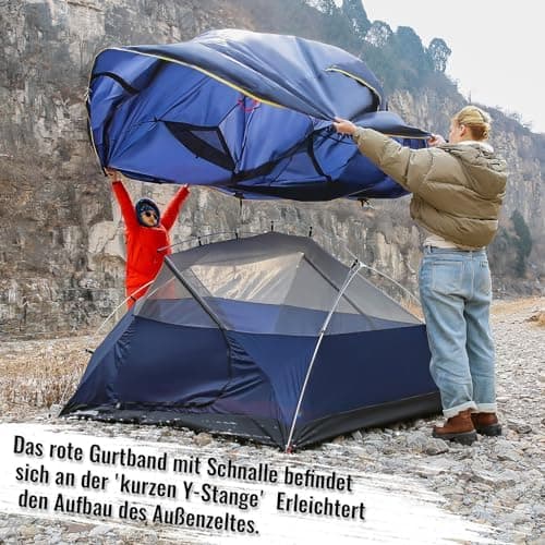 EchoSmile Camping Zelt 2-3 Personen - Wasserdicht, ultraleicht, einfach montieren - für Camping & Wandern