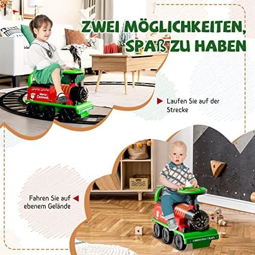 COSTWAY 6V Kinder Elektroauto Grün - Elektro Zug mit Musik & Lichter für 3+ Jährige Kinder im Haus oder Garten