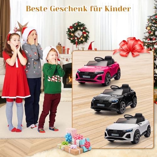 HAUSPROFI Elektro Kinderauto mit Bluetooth für Kinder 3-6 Jahre - Weiß | Sicherheitsgurt, Musik, Fernbedienung