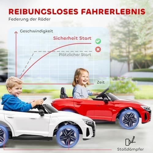HOMCOM Kinder Elektroauto Weiß für 3-5 Jahrealte Kinder mit 2 Motor, 2,4 GHz Fernbedienung und Sanftstart