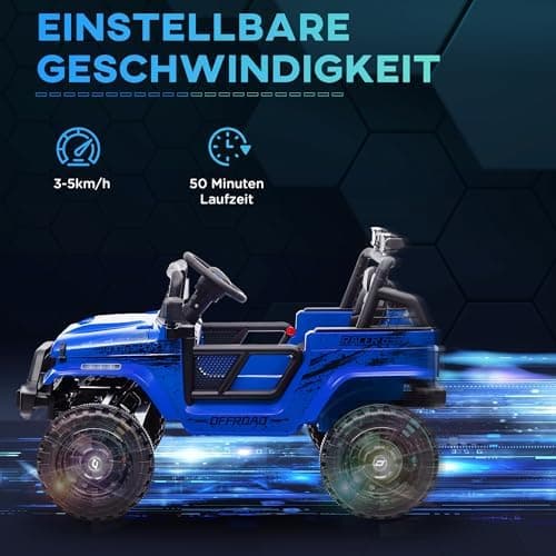 AIYAPLAY Kinder Elektroauto für 3-6 Jahrealte Kinder mit Fernbedienung, Musik, Scheinwerfer und Hupe, 12 V Stoßdämpfung,