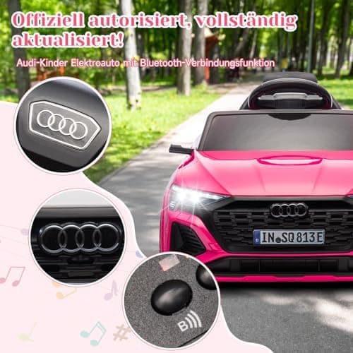 HAUSPROFI Elektro Kinderauto mit Bluetooth für Kinder 3-6 Jahre - Weiß | Sicherheitsgurt, Musik, Fernbedienung