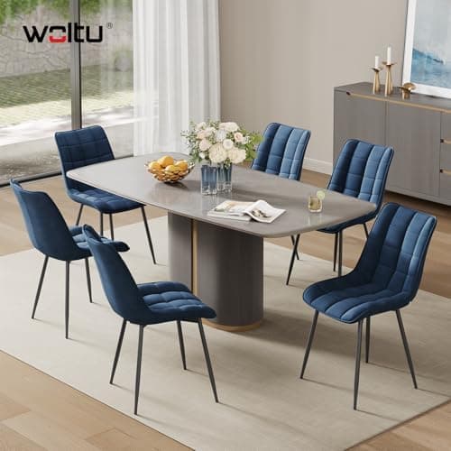 WOLTU Esszimmerstühle 2er Set, gepolstert mit Samt, für Wohn- und Esszimmer, Hochlastige Küchenstühle, Dunkelgrau
