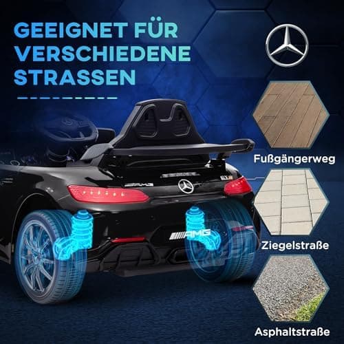 AIYAPLAY Kinder Elektroauto Schwarz für 3-6 Jahre mit 2,4G Fernbedienung und Musik