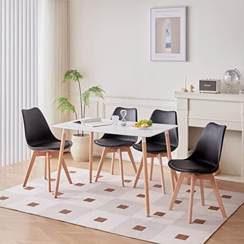 **GrandCA HOME Rechteckiger weißer Esstisch mit beige Stühlen für Esszimmer, Küche und Wohnzimmer**
| **Rechteckiger Gr