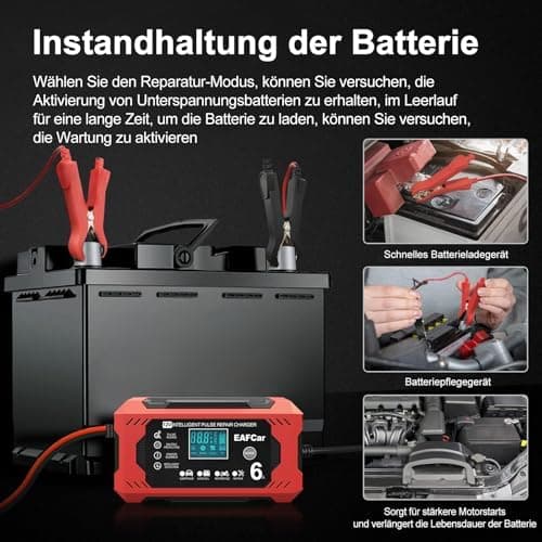 15A Autobatterie Ladegerät 12V Smart vollautomatisch für Auto LKW mit Temperaturkompensation