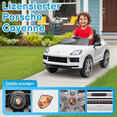 LALAHO Kinder Elektroauto 12V Schwarz mit MP3-Funktion und LED-Leuchten