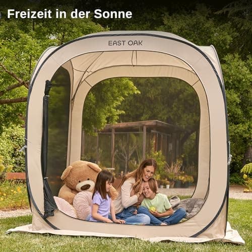 EAST OAK Pop Up Zelt 2-3 Personen - ideal für Familie, Camping und Garten - Wasserdicht, UV-Schutz, 360° Belüftung, Anti