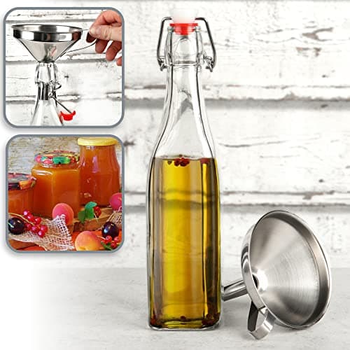 com-four® 2-teiliges Trichter Set aus Edelstahl 304 - Ideals für Marmeladefüllung bei Kochen - Einfülltrichter mit Sieb