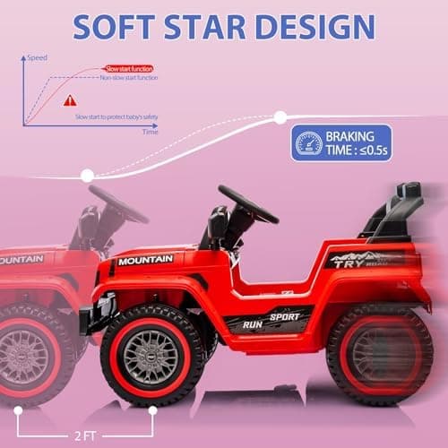 Hausprofi Kinder Elektroauto 12V - Elektroauto für Kinder mit 2,4G Fernbedienung, LED, Bluetooth, Musik - Rot  
Hausprof