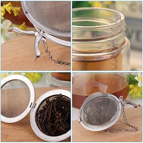 Teeei für Losen Tee, Edelstahl Sieb 4 Stück, für Gewürze und Tee (ø 4,5/5,5/7/9 cm)  
Edelstahl Teekugel mit Kette, Groß