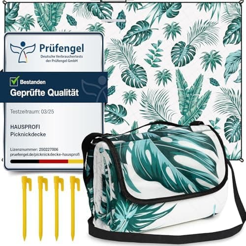 HAUSPROFI Wasserdichte Picknickdecke 200x200 - Isoliert & XXL für Outdoor Aktivitäten - Kompakt & leicht trugbar