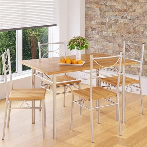 Casaria® Esstisch mit 4 Stühlen Holz 5-TLG Set Industrial Paul Weiß  
Casaria® Industrial Esszimmer Möbel Holz 4 Stühle