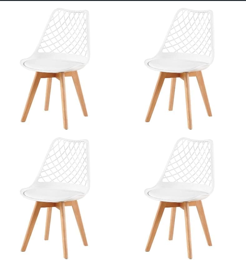 **White Round Dining Table with 4 White Dining Chairs 4 Piece Set for Dining Room, Kitchen, Living Room**
| **White Din