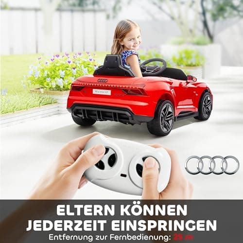 HOMCOM Kinder Elektroauto Weiß für 3-5 Jahrealte Kinder mit 2 Motor, 2,4 GHz Fernbedienung und Sanftstart