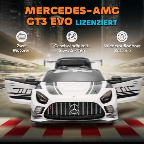 AIYAPLAY Kinder Elektroauto Mercedes-AMG Schwarz für 3-8 Jahre