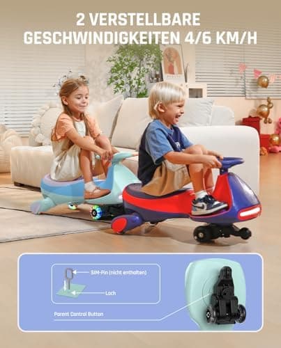 FanttikRide N7 Pro Kinder Elektroauto - Elektrisches Rutschauto für 3-7Jährige - Bluetooth, Pedal, Typ-C Aufladung, Leuc