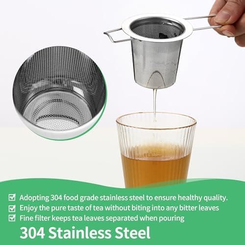 3 Stück Teesieb für Losen Tee, Edelstahl mit Deckel und Faltbare Griffe, ideal für Tassen und Tee-Schalen