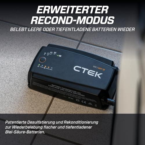 CTEK MXS 5.0 - Temperaturkompensierter Ladegerät Autobatterie für Fahrzeuge und Motorräder mit Intelligenz-, Rekondition