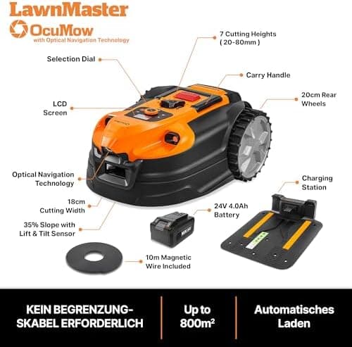 Lawnmaster OcuMow®16 Mähroboter kabellos für Hausinhaber im Hausgärtnereich bis zu 150 ㎡
| Lawnmaster OcuMow®16 Mährobo