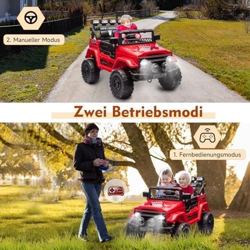 HAUSPROFI Kinder Elektroauto 12V SUV - Realistischer Fahrspaß mit maximaler Sicherheit | 3-Punkt-Gurt, |4G-Fernbedienung