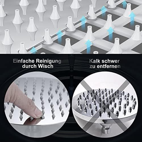 JOHO Edelstahl Regendusche Duschkopf, Quadratisch 12 Zoll Anti-Kalk-Düsen, für Badezimmer und Wellnesszimmer mit Chromtö