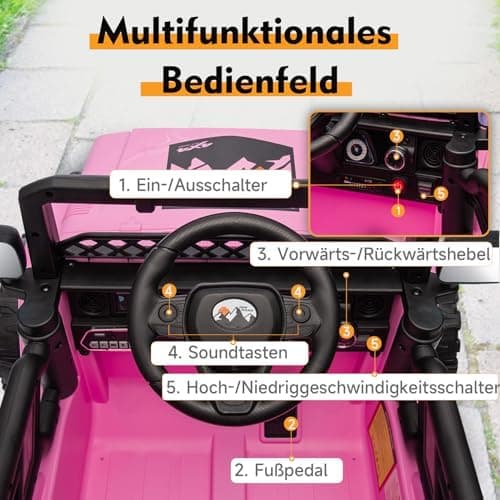 HAUSPROFI Kinder Elektroauto 12V SUV - Realistischer Fahrspaß mit maximaler Sicherheit | 3-Punkt-Gurt, |4G-Fernbedienung