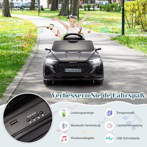 HAUSPROFI Elektro Kinderauto mit Bluetooth für Kinder 3-6 Jahre - Weiß | Sicherheitsgurt, Musik, Fernbedienung