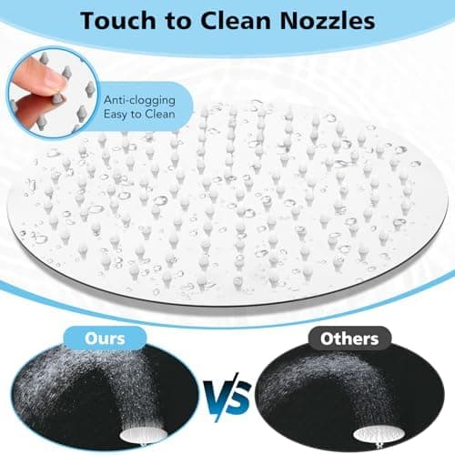 24,5 cm Regenduschkopf Edelstahl fester Kopfbrause für Dusche 360° verstellbar mit Anti-Kalk-Düsen, G1/2'', Silber - Reg
