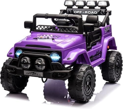 HAUSPROFI Kinder Elektroauto 12V - Elektro Kinderauto mit 2,4G Fernbedienung, LED, Bluetooth und Musik für 3-5 km/h - id