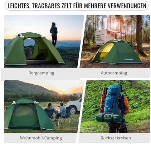 EchoSmile Wasserdichtes Kuppelzelt 2-3 Personen, Ultraleicht & Stabil für Trekking und Outdoor-Events