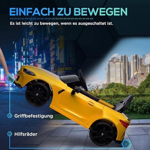 AIYAPLAY Kinder Elektroauto für 3-5 Jahre Kinder - 12V 2,4 GHz Fernbedienung mit Hupe, LED, Musik & Sanftstart - Rot