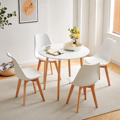 H.J WeDoo Skandinavisches Esszimmer Esstisch Set mit 4 Stühlen Eiscreme-Grün 100cm