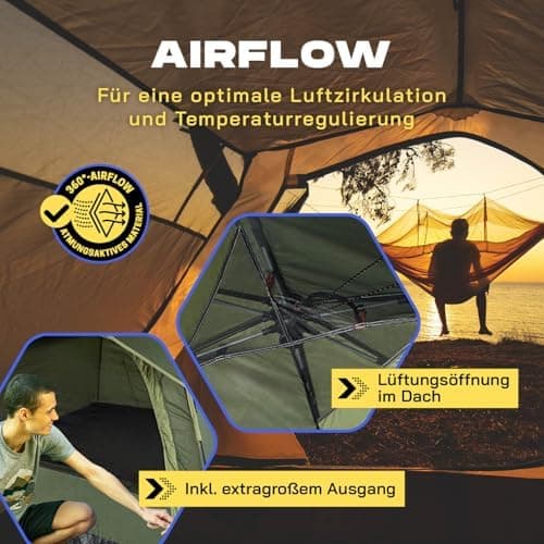 Lumaland Camping Zelt - Leichtes Pop Up Wurfzelt 210x190x110cm | Trekking & Festival Igluzelt | 2-4 Personen Wasserdicht
