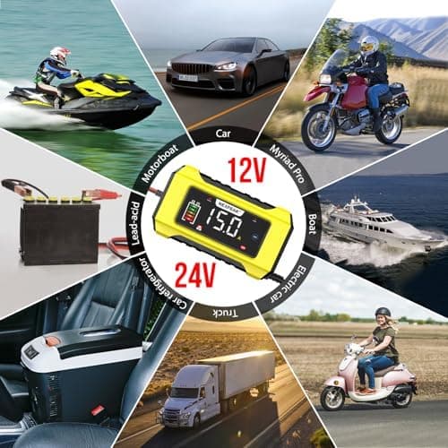 NEXPEAK NC215 - 15A Autobatterieladegerät, intelligentes LiFePO4 Lademodul für Auto & LKW + Rasenmäher, 12V/24V, 9-stufi