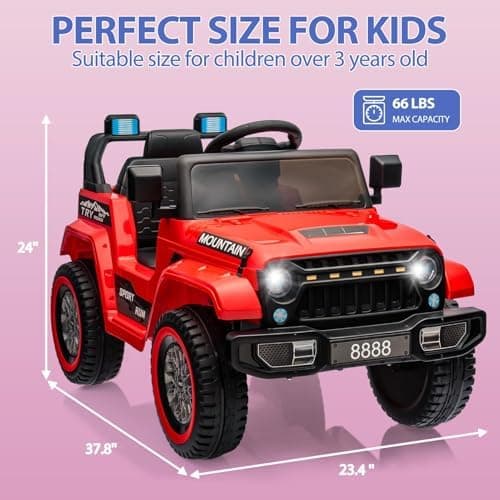 Hausprofi Kinder Elektroauto 12V - Elektroauto für Kinder mit 2,4G Fernbedienung, LED, Bluetooth, Musik - Rot  
Hausprof