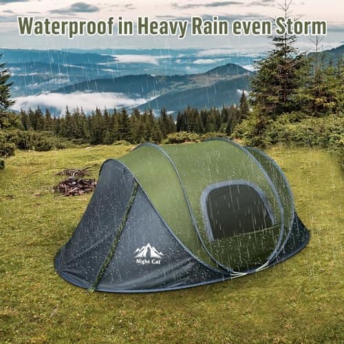 Night Cat Wasserdichtes Wurfzelt 2-4 Personen: Outdoor Sport Picknick Wandern Reise Zelt