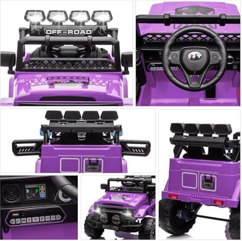 HAUSPROFI Kinder Elektroauto 12V - Elektro Kinderauto mit 2,4G Fernbedienung, LED, Bluetooth und Musik für 3-5 km/h - id