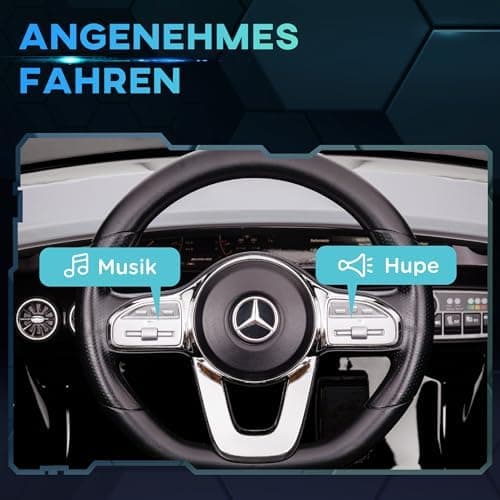 AIYAPLAY Kinder Elektroauto Mercedes-Benz AMG CLA 45 Hellblau 3-6 Jahreuellernmotorisiert Mit Musik Hupe Fernbedienung 2
