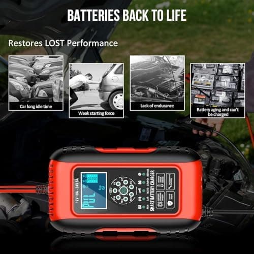 10A Autobatterie Ladegerat 12V/24V - Intelligenz durch Temperaturkompensation für Auto, Motorrad, LKW - Hohe Leistung
|