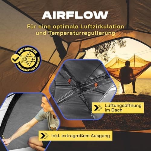 Lumaland Camping Zelt - Leichtes Pop Up Wurfzelt 210x190x110cm | Trekking & Festival Igluzelt | 2-4 Personen Wasserdicht