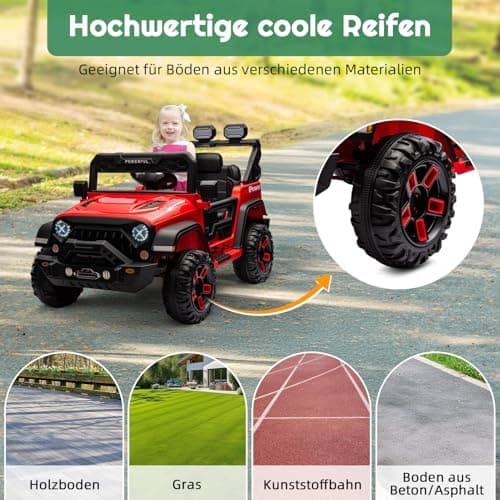 Kinder Elektroauto Schwarz mit Verbesserter Akku 12V 7AH und Sicherheitsgurten