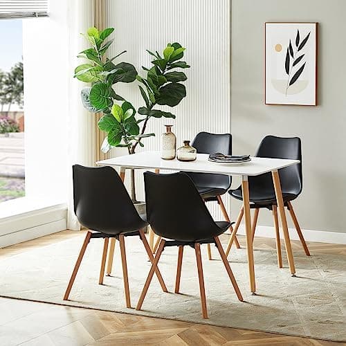 Esszimmergruppe Esstisch mit 4 Stühlen Schwarz Tisch+4 Stühle für Küche Esszimmer Wohnzimmer