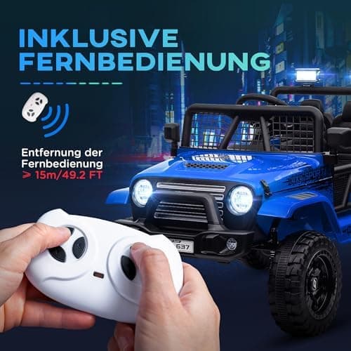 AIYAPLAY Kinder Elektroauto für 3-6 Jahrealte Kinder mit Fernbedienung, Musik, Scheinwerfer und Hupe, 12 V Stoßdämpfung,