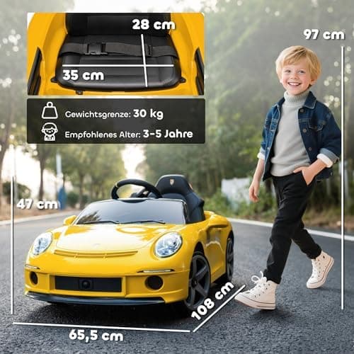 AIYAPLAY Kinder Elektroauto Schwarz für 3-5 Jährige mit Fernbedienung und MP3-Player