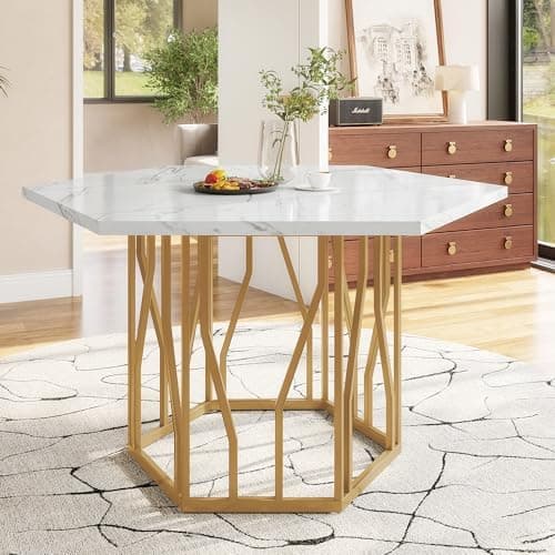 HAUSPROFI Küchen Esstisch Set für Küche Esszimmer Wohnzimmer - 5-teiliges Sechseckiges Esstisch Set mit 4 Stühlen (Grau